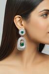 Shop_Moh-Maya By Disha Khatri_Silver Plated Faux Diamond Stone Dangler Earrings_at_Aza_Fashions