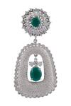 Moh-Maya By Disha Khatri_Silver Plated Faux Diamond Stone Dangler Earrings_Online_at_Aza_Fashions