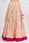 Shop_Aariyana Couture_Coral Tafetta Round Embroidered Bridal Lehenga Set _Online_at_Aza_Fashions