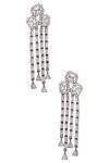 Buy_Nepra By Neha Goel_Silver Plated Stones Crystal Geometric Danglers_at_Aza_Fashions