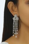 Shop_Nepra By Neha Goel_Silver Plated Stones Crystal Geometric Danglers_at_Aza_Fashions