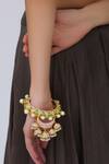 Shop_Moh-Maya By Disha Khatri_Gold Plated Beads, Semi-precious Stones Meenakari Kada_at_Aza_Fashions