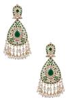 Shop_Moh-Maya By Disha Khatri_Gold Plated Pearls, Stones, Zari Earrings With Passa _at_Aza_Fashions