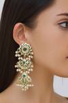 Shop_Moh-Maya By Disha Khatri_Gold Plated Beads, Stones Dangler Earrings _at_Aza_Fashions