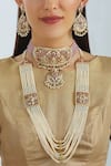 Buy_Moh-Maya By Disha Khatri_Gold Plated Beads, Stones Layered Necklace Set _at_Aza_Fashions