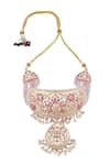 Buy_Moh-Maya By Disha Khatri_Gold Plated Beads, Stones Layered Necklace Set _Online_at_Aza_Fashions