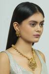 Shop_Joules By Radhika_Gold Plated Bead Antique Temple Jewellery Set_at_Aza_Fashions