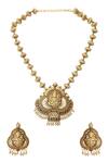 Buy_Joules By Radhika_Gold Plated Bead Antique Temple Jewellery Set_at_Aza_Fashions