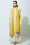 Shop_Nini Mishra_Yellow Cotton Silk Stole_at_Aza_Fashions