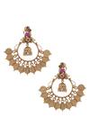 Shop_Minaki_Gold Plated Stones Carved Chandbalis_at_Aza_Fashions