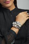 Shop_Rohita_Silver Plated Bead Crystal Bracelet_at_Aza_Fashions