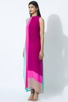 Shop_Manish Malhotra_Purple Crepe Colorblock Tunic_Online_at_Aza_Fashions