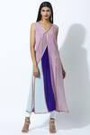 Buy_Manish Malhotra_Purple Crepe Colorblock Tunic_at_Aza_Fashions
