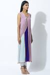 Manish Malhotra_Purple Crepe Colorblock Tunic_Online_at_Aza_Fashions