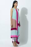 Manish Malhotra_Multi Color Crepe Colorblock Asymmetric Tunic_Online_at_Aza_Fashions