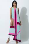 Buy_Manish Malhotra_Multi Color Crepe Colorblock Asymmetric Tunic_at_Aza_Fashions