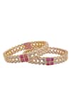 Shop_Moh-Maya by Disha Khatri_Gold Plated Stones, Diamonds, Cut Work Kundan Bangles Set Of 2 _Online_at_Aza_Fashions