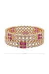 Buy_Moh-Maya by Disha Khatri_Gold Plated Stones, Diamonds, Cut Work Kundan Bangles Set Of 2 _Online_at_Aza_Fashions