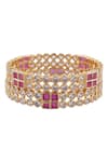 Moh-Maya by Disha Khatri_Gold Plated Stones, Diamonds, Cut Work Kundan Bangles Set Of 2 _Online_at_Aza_Fashions