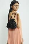 Buy_Moh-Maya By Disha Khatri_Black Sequins, Pearls, Beads Embellished Potli Bag_at_Aza_Fashions