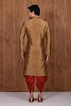 Shop_Aryavir Malhotra_Brown Dupion Silk Woven Floral Sherwani Set _at_Aza_Fashions