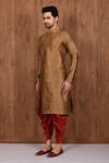 Buy_Aryavir Malhotra_Brown Dupion Silk Woven Floral Sherwani Set _Online_at_Aza_Fashions