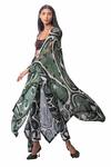 Shop_Anamika Khanna_Green Lycra Printed Chiffon Cape And Pant Set_Online_at_Aza_Fashions