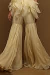 Shriya Som_Yellow Organza Embellished Sequin Flared Pant  _Online_at_Aza_Fashions