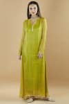 Buy_Nini Mishra_Green Tissue Round Embellished Long Kurta _at_Aza_Fashions