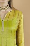 Shop_Nini Mishra_Green Tissue Round Embellished Long Kurta _Online_at_Aza_Fashions