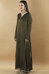 Nini Mishra_Green Cambric Round Crushed Long Kurta _Online_at_Aza_Fashions