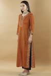 Nini Mishra_Orange Tissue Round Embroidered Long Kurta _Online_at_Aza_Fashions