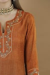 Shop_Nini Mishra_Orange Tissue Round Embroidered Long Kurta _Online_at_Aza_Fashions