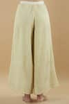 Nini Mishra_Beige Tissue Pintuck Flared Pants _Online_at_Aza_Fashions