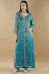 Buy_Nini Mishra_Blue Tissue Round Embroidered Long Kurta _at_Aza_Fashions