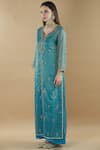 Nini Mishra_Blue Tissue Round Embroidered Long Kurta _Online_at_Aza_Fashions