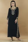 Buy_Nini Mishra_Black Tissue Round Embroidered Pintuck Kurta _at_Aza_Fashions