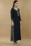 Nini Mishra_Black Tissue Round Embroidered Pintuck Kurta _Online_at_Aza_Fashions