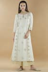 Buy_Nini Mishra_Off White Cotton Silk Round Embroidered Long Kurta _at_Aza_Fashions