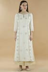 Shop_Nini Mishra_Off White Cotton Silk Round Embroidered Long Kurta _Online_at_Aza_Fashions