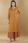 Buy_Nini Mishra_Orange Tissue Round Embellished Kurta _at_Aza_Fashions