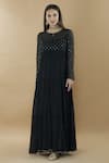 Buy_Nini Mishra_Black Cotton Silk Kurta Round Slip Square Embellished _at_Aza_Fashions