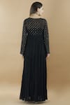 Shop_Nini Mishra_Black Cotton Silk Kurta Round Slip Square Embellished _at_Aza_Fashions