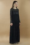 Nini Mishra_Black Cotton Silk Kurta Round Slip Square Embellished _Online_at_Aza_Fashions