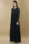 Buy_Nini Mishra_Black Cotton Silk Kurta Round Slip Square Embellished _Online_at_Aza_Fashions