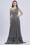Buy Swatee Singh Black Asymmetric One Shoulder Printed Gown at Aza Fashions Buy_Swatee Singh_Black Asymmetric One Shoulder Printed Gown _at_Aza_Fashions