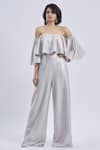 Buy_Swatee Singh_Silver Off Shoulder Metallic Jumpsuit _at_Aza_Fashions