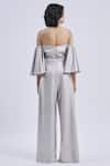 Shop_Swatee Singh_Silver Off Shoulder Metallic Jumpsuit _at_Aza_Fashions