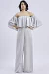 Buy_Swatee Singh_Silver Lurex Off Shoulder Metallic Jumpsuit _at_Aza_Fashions