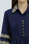 Shop_Ranian_Blue Silk Blend Spread Collar Embroidered Kurta Set _Online_at_Aza_Fashions